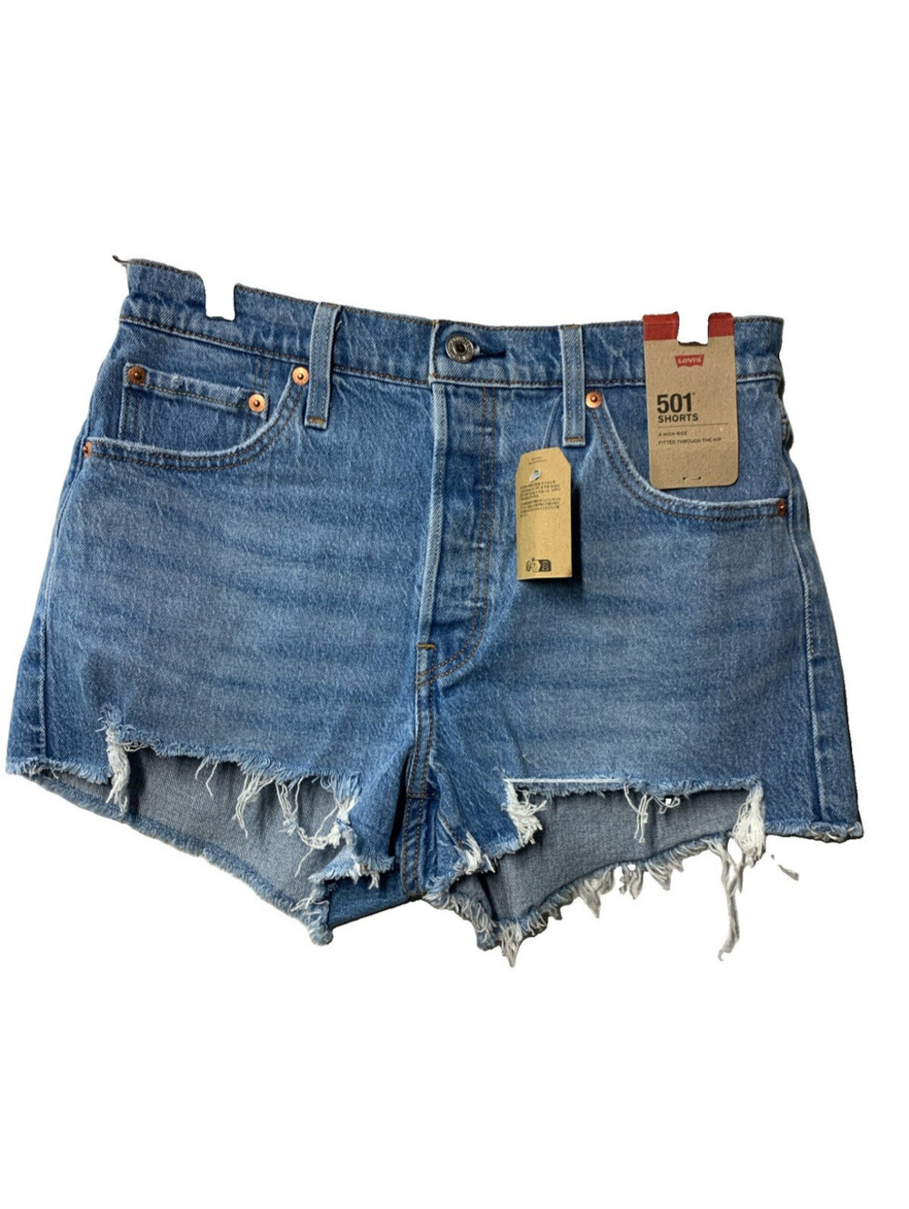 Levi's Women's 501 High Rise Denim Shorts Distressed Size 29 Casual Style